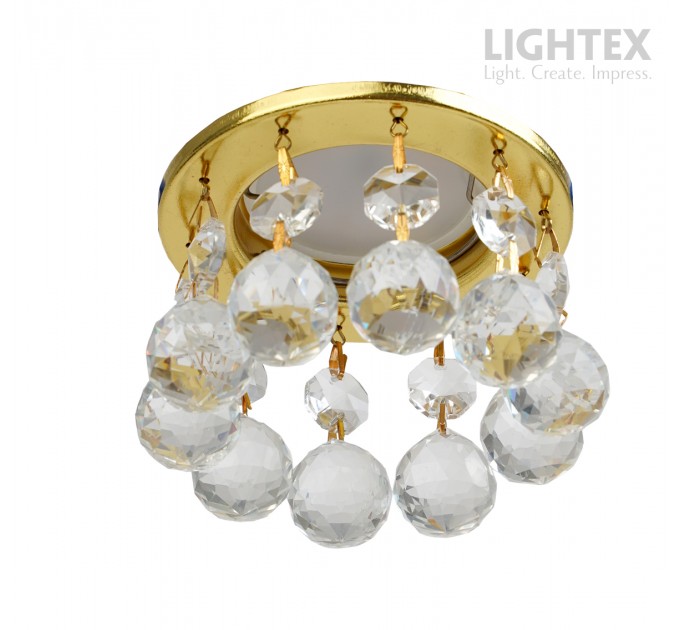 Луна стационарна кръгла злато + кристали LS400203 GU10 max.7W LED Ø85x100mm/cut 55mm Lightex