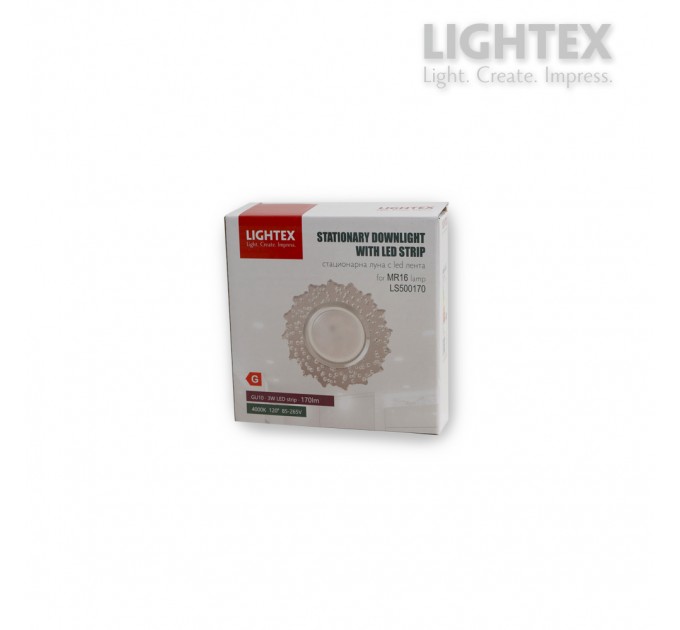 Луна стационарна кръгла прозрачен акрил с LED лента 3W 4000K 170lm LS500170 GU10 max.7W LED Ø100x20mm/cut 65mm Lightex