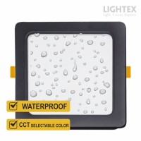 LED луна CARO  черна влагозащитена 220V 12W IP54 CCT 960lm 145x145mm/cut 120x120mm Lightex