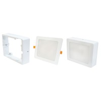 LED луна CARO 2в1 за скрит и открит монтаж бяла влагозащитена 220V 12W IP54 CCT 960lm 145x145mm/cut 120x120mm Lightex