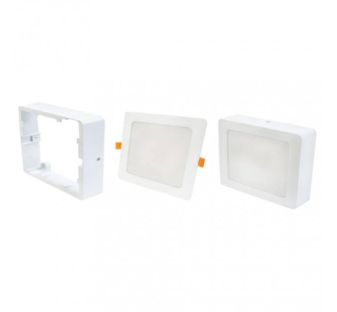 LED луна CARO 2в1 за скрит и открит монтаж бяла влагозащитена 220V 12W IP54 CCT 960lm 145x145mm/cut 120x120mm Lightex