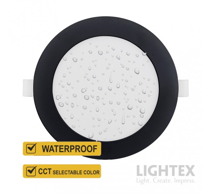 LED луна CARO N черна влагозащитена 220V 5W IP54 CCT 425lm Ø95xH22mm/ cut 75mm Lightex