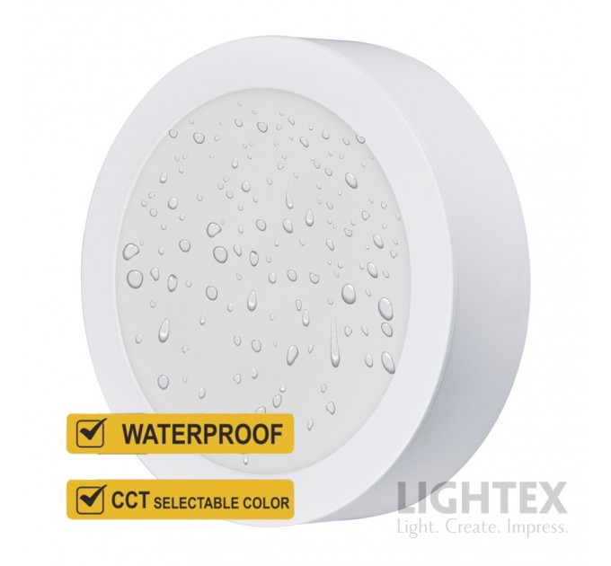 LED луна CARO N за скрит и открит монтаж бяла влагозащитена 220V 18W IP54 CCT 1530lm Ø170xH31mm/ cut Ø150mm Lightex
