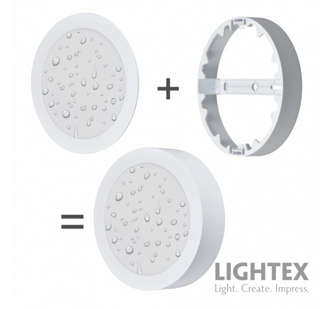 LED луна CARO N за скрит и открит монтаж бяла влагозащитена 220V 18W IP54 CCT 1530lm Ø170xH31mm/ cut Ø150mm Lightex