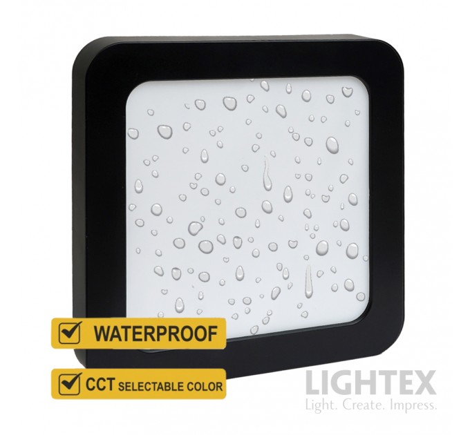 LED луна CARO N за скрит и открит монтаж черна влагозащитена 220V 18W IP54 CCT 1530lm 170x170xH31mm/ cut 150x150mm Lightex