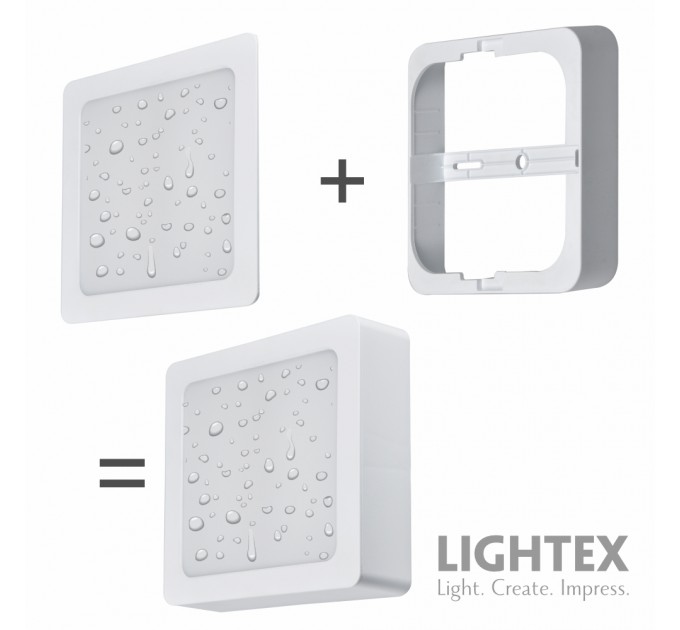 LED луна CARO N за скрит и открит монтаж бяла влагозащитена 220V 18W IP54 CCT 1530lm 170x170xH31mm/ cut 150x150mm Lightex