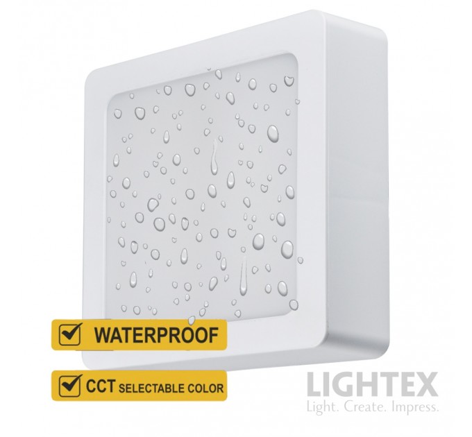 LED луна CARO N за скрит и открит монтаж бяла влагозащитена 220V 18W IP54 CCT 1530lm 170x170xH31mm/ cut 150x150mm Lightex