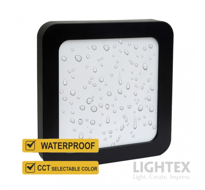 LED луна CARO N за скрит и открит монтаж черна влагозащитена 220V 24W IP54 CCT 2040lm 225x225xH32mm/ cut 205x205mm Lightex