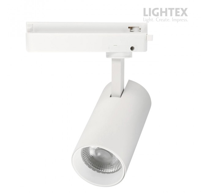 LED прожектор за шина TRON 16-18-20W 220V 3000K/4000K/5000K 1600lm с ключ за смяна на мощност и цветна температура 36D Ø66х130mm бял Lightex