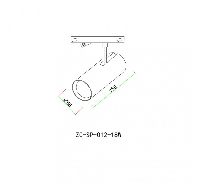 LED прожектор за шина KATANA SKY DC48V 18W 4000K 1100lm 36° Ø65х156mm алуминий черен Lightex