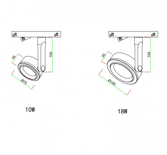 LED прожектор за шина KATANA SUN DC48V 10W 4000K 320lm 50° Ø75х35mm алуминий черен Lightex