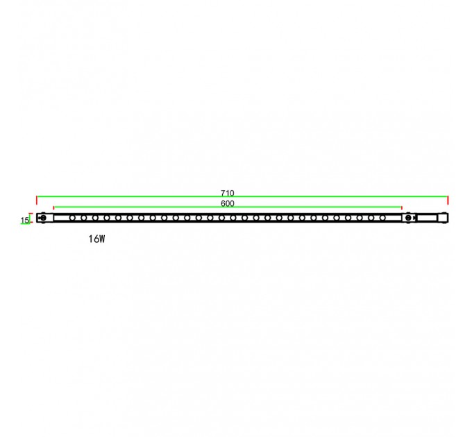 LED линейно тяло за шина KATANA GRILLE DC48V 16W 4000K 1000lm 30° 710x15x17mm алуминий черен Lightex