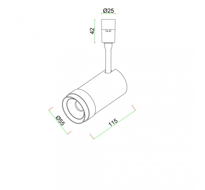 LED прожектор за система IMAGINARIUM HAWK DC48V 10W 3000K 450-600lm 10°-55° Ø55x115mm алуминий черен Lightex