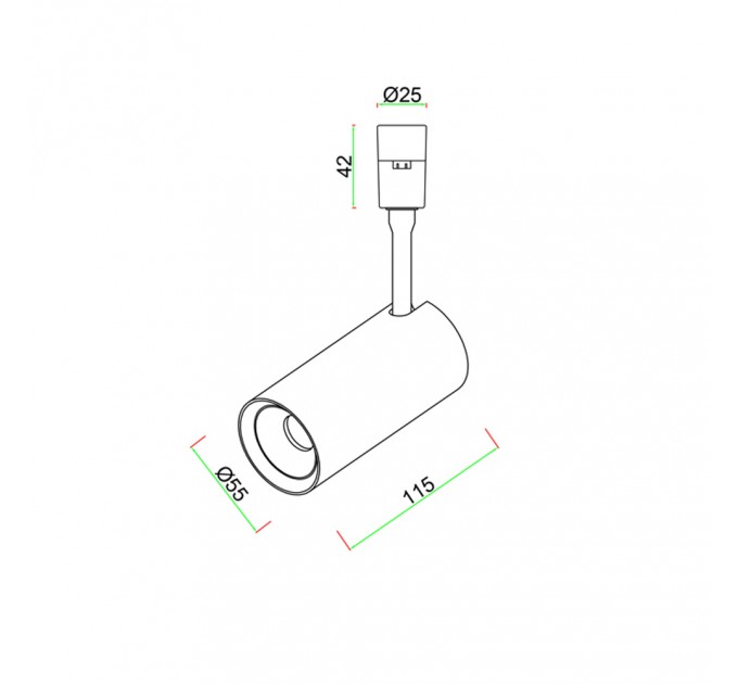 LED прожектор за система IMAGINARIUM SKY DC48V 12W 3000K 720lm 36° Ø55x115mm алуминий черен Lightex