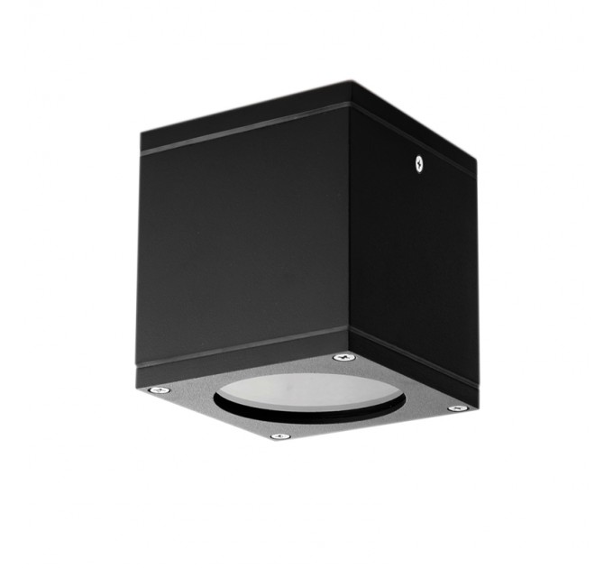 Влагозащитена луна за външен монтаж EAGLE 1xGU10 max.LED 7W IP65 квадрат черна 86x86x90mm Lightex