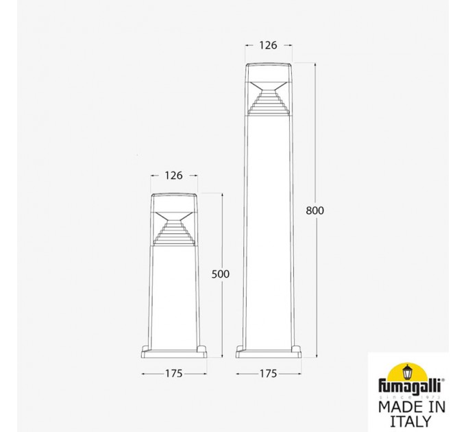 Градинско тяло ESTER 500 сиво GX53 LED 7W 3000K/4000K/6500K 800lm H500mm IP55 Fumagalli