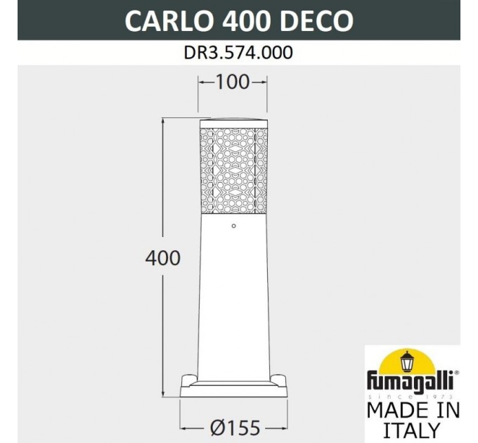 Градинско тяло CARLO DECO черно 1xGU10 LED 6W 2700K/4000K 615lm H400mm IP55 Fumagalli