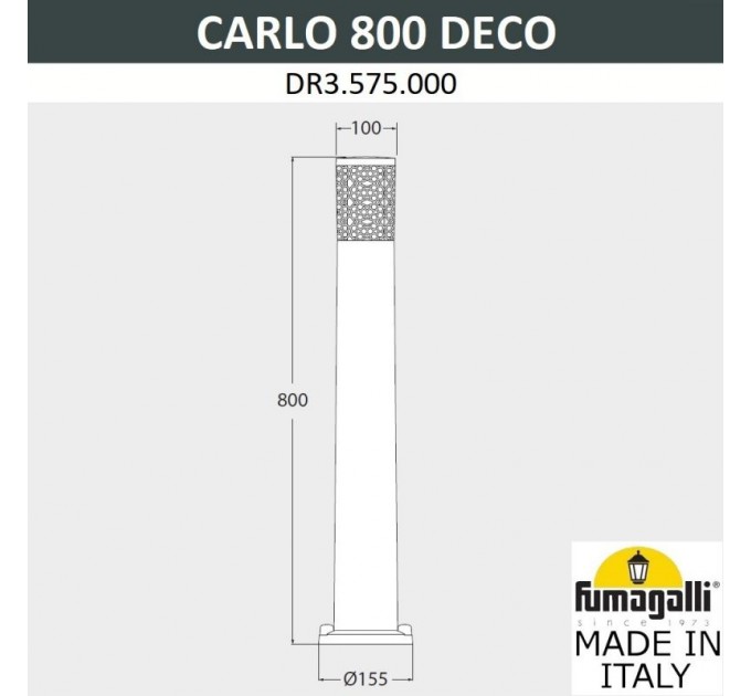 Градинско тяло CARLO DECO черно 1xGU10 LED 6W 2700K/4000K 615lm H800mm IP55 Fumagalli