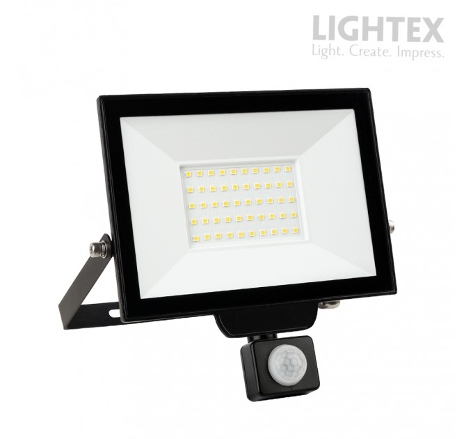 LED прожектор черен HERO със сензор 50W 6500K 4500lm 220V IP65 Lightex
