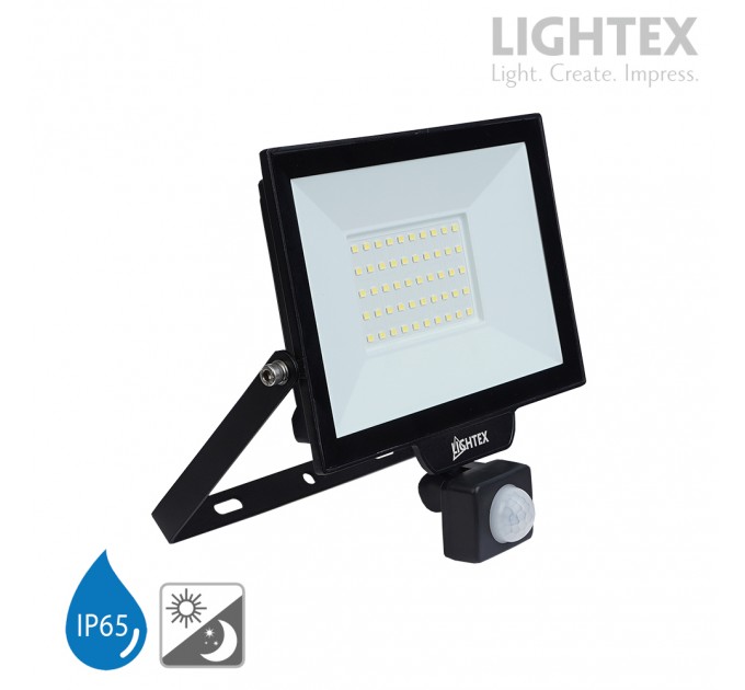 LED прожектор черен HERO със сензор 50W 6500K 4500lm 220V IP65 Lightex