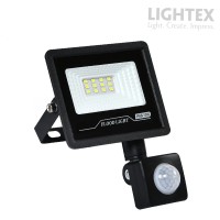 LED прожектор черен TOMI със сензор 10W 6500K 1000Lm IP65 185-265V Lightex
