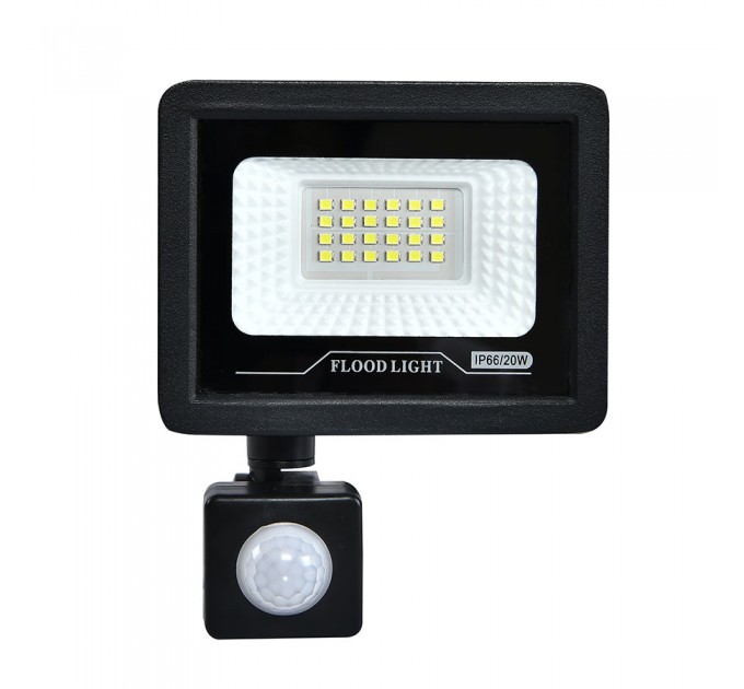 LED прожектор черен  TOMI със сензор 20W 6500K 2000Lm IP65 185-265V  Lightex