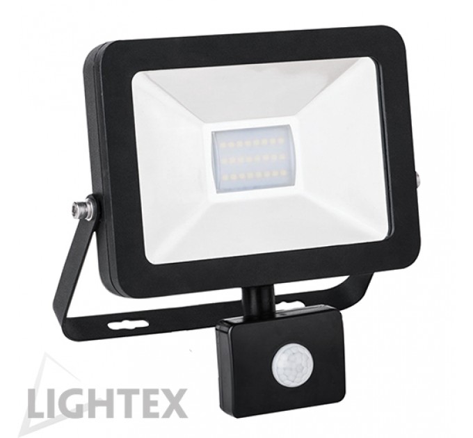 LED прожектор черен  SLIM PREMIUM 220V 10W IP65 със сензор NW 4000K 800lm Lightex