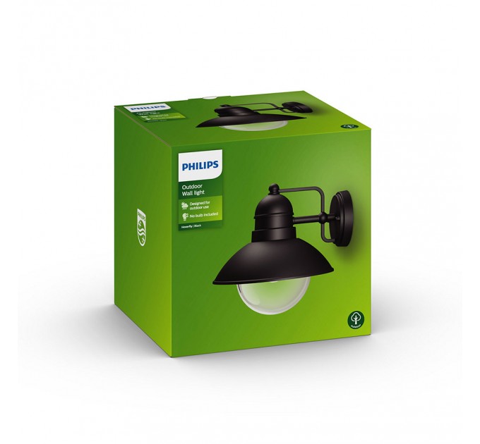 Philips Градински фенер HOVERFLY 1xE27 max10W LED IP44 черен