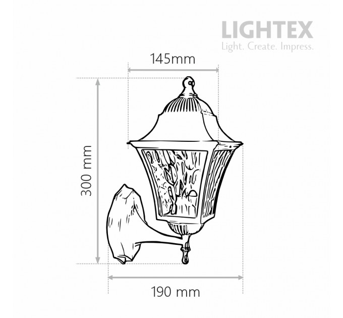 Градински фенер RAVELLO UP 1xЕ27 черен 300x150x190mm IP44 Lightex