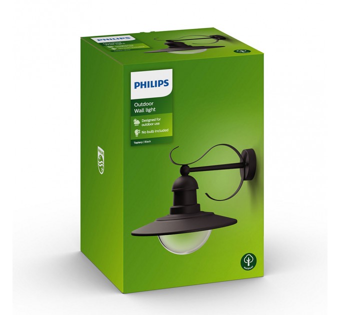 Philips Градински фенер TOPIARY 1xE27 max10W LED IP44 черен