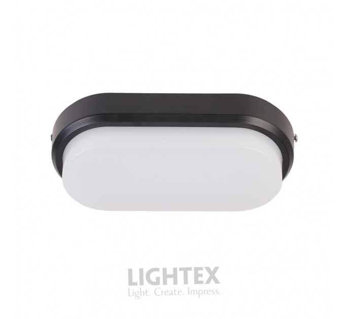 LED плафон OVAL 15W 220V 6000K 1200lm  IP65 черен Lightex
