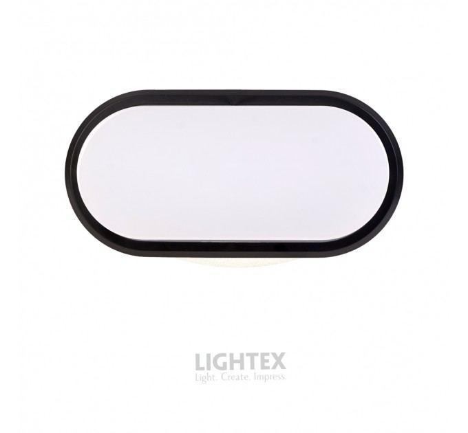 LED плафон OVAL 15W 220V 6000K 1200lm  IP65 черен Lightex