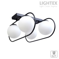 Плафон SUHAN 4xЕ27 черен/стъкло опал Lightex