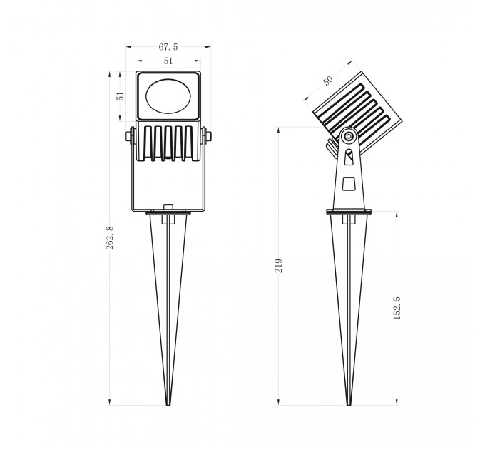 LED прожектор OSLO 5W 220V 4000K 400lm черен с колче IP65 Lightex