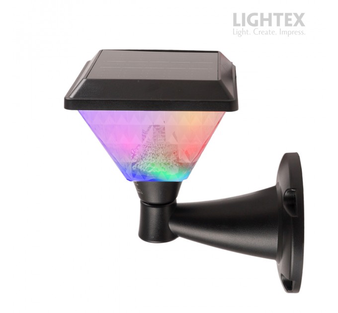 LED соларен аплик DEA SQ 1.5W 3000K-6500K+RGB 150lm IP65 черен батерия 3.7V 1200mAh H245mm с дистанционно димируем Lightex