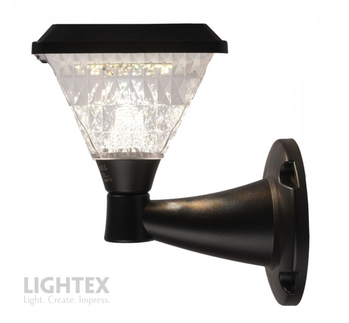 LED соларен аплик DEA SQ 1.5W 3000K-6500K+RGB 150lm IP65 черен батерия 3.7V 1200mAh H245mm с дистанционно димируем Lightex