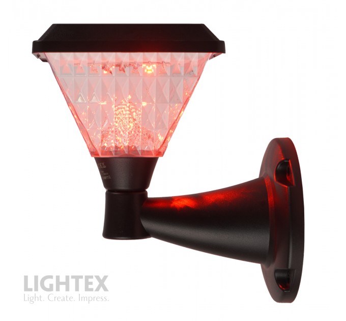 LED соларен аплик DEA SQ 1.5W 3000K-6500K+RGB 150lm IP65 черен батерия 3.7V 1200mAh H245mm с дистанционно димируем Lightex