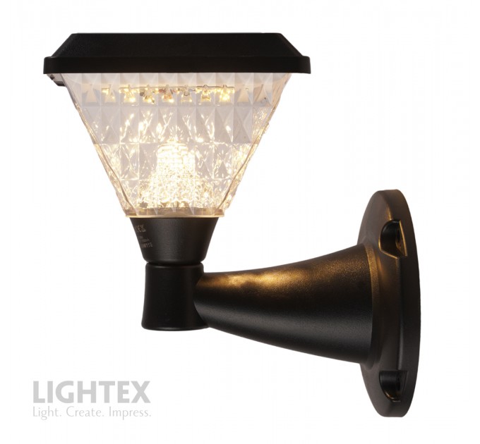 LED соларен аплик DEA SQ 1.5W 3000K-6500K+RGB 150lm IP65 черен батерия 3.7V 1200mAh H245mm с дистанционно димируем Lightex
