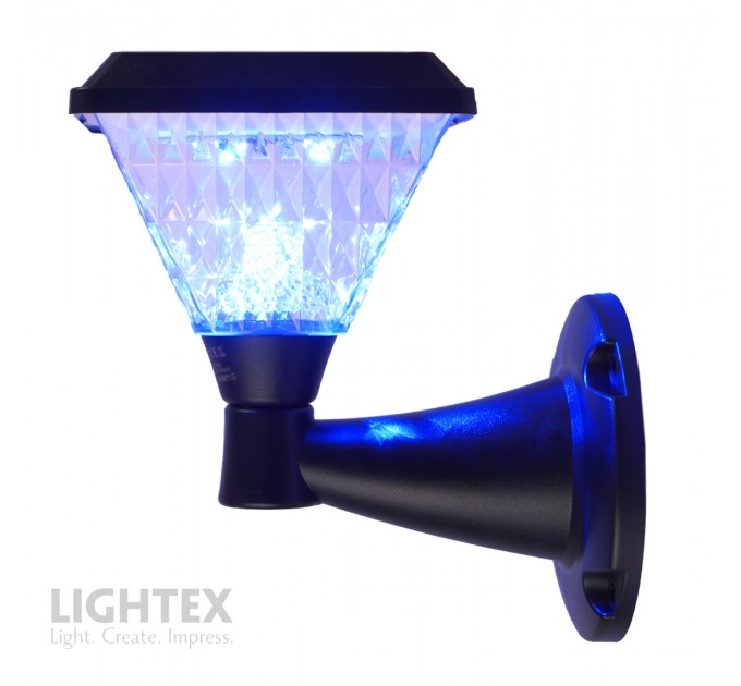 LED соларен аплик DEA SQ 1.5W 3000K-6500K+RGB 150lm IP65 черен батерия 3.7V 1200mAh H245mm с дистанционно димируем Lightex