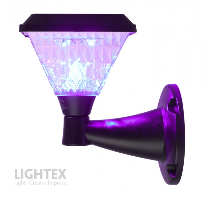 LED соларен аплик DEA SQ 1.5W 3000K-6500K+RGB 150lm IP65 черен батерия 3.7V 1200mAh H245mm с дистанционно димируем Lightex