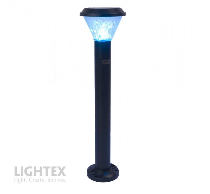 LED соларен градински стълб DEA 1.5W 3000K-6500K+RGB 150lm  IP65 черен батерия 3.7V 1200mAh H630mm с дистанционно овал димируем Lightex