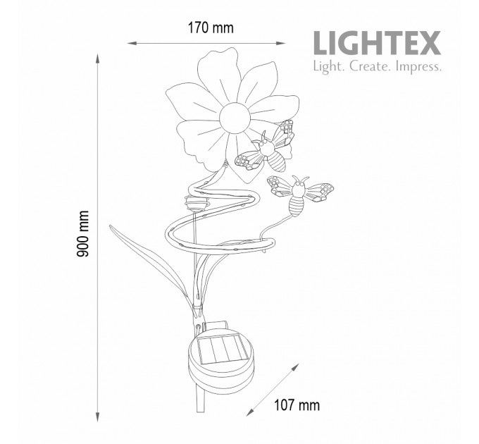 LED соларна лампа JIN 0.05W 3000K 4lm IP44 NI-MH AAA 1.2V 300mAh Lightex