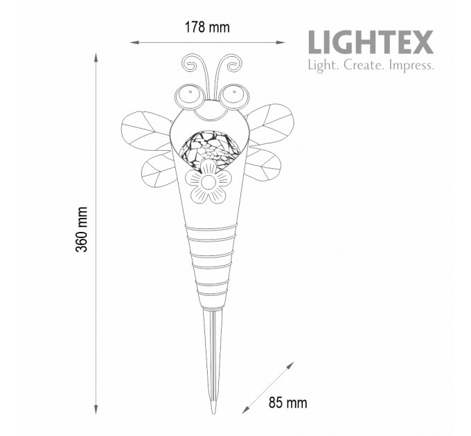 LED соларна лампа BUMBLEBEE 0.005W 3000K 0.75lm IP44 Ni-MH AAA 1.2V 300mAh Lightex