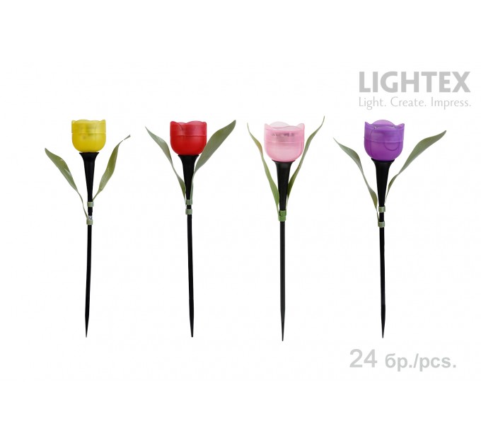 LED соларна лампа TULIP 0.06W 3000K IP44 цветно 24бр.к-кт Lightex