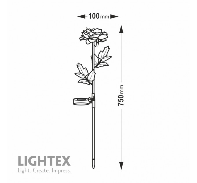 LED соларна лампа PEONY 0.018W 6000K 5lm IP44 AA Ni-MH 1.2V 100mAh розова Lightex