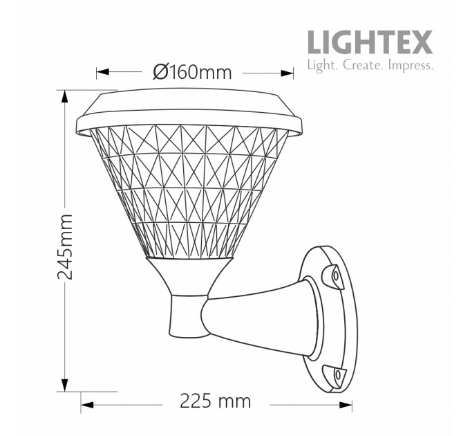 LED соларен аплик DEA 1.5W 3000K-6500K+RGB 150lm IP65 черен батерия 3.7V 1200mAh H230mm с дистанционно овал димируем Lightex