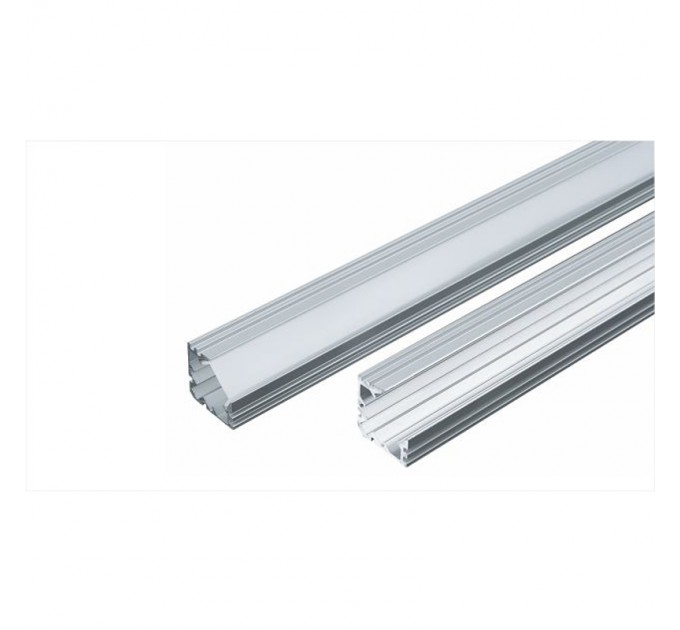 Алуминиев профил за LED лента ъглов 18mm x18mm-1 m с матиран разсейвател,капачки и държачи Lightex