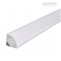 Алуминиев профил за LED лента 8/10mm открит ъглов 16mm-2 m с матиран разсейвател, капачки и държачи  Lightex