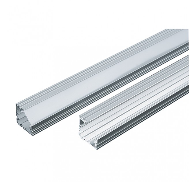 Алуминиев профил за LED лента за открит ъглов 18mm-2 m с матиран разсейвател Lightex
