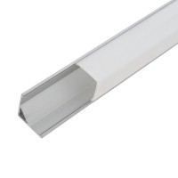 Алуминиев профил за LED лента 8/10 mm ъглов 15.8mm x15.8mm - 2 m с матиран разсейвател, капачки и държачи Lightex